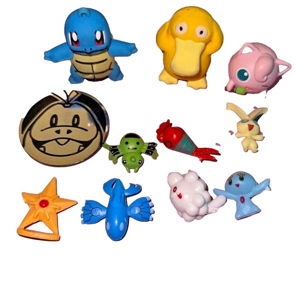 Pokemon Mini Figure Lot Squirtle Psyduck Jigglypuff Kyogre Victini TCG Coin